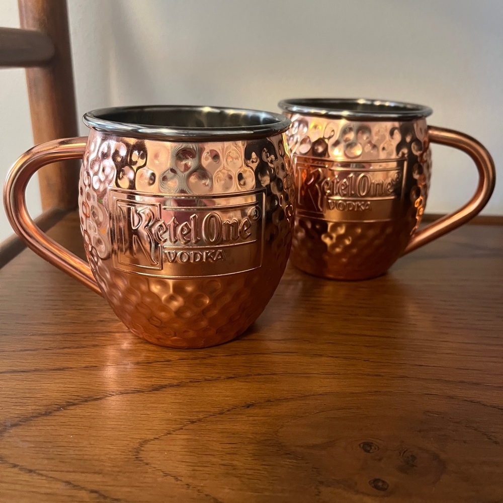 Ketel One Copper Moscow Mule Mugs (Set of 2) – Hammered Finish Branded Barware